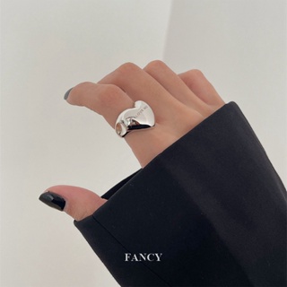 Fancy ใหม่ เครื่องประดับ แหวนเงิน รูปหัวใจ เรียบง่าย หรูหรา ของขวัญวันเกิด สําหรับผู้หญิง