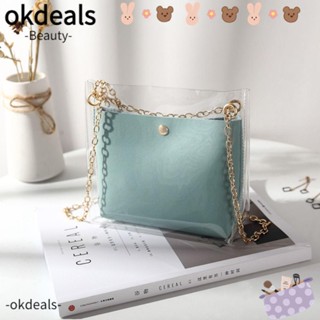 Okdeals กระเป๋าถือ กระเป๋าสะพายไหล่ สะพายข้าง หนัง Pu แบบใส ความจุสูง สําหรับผู้หญิง