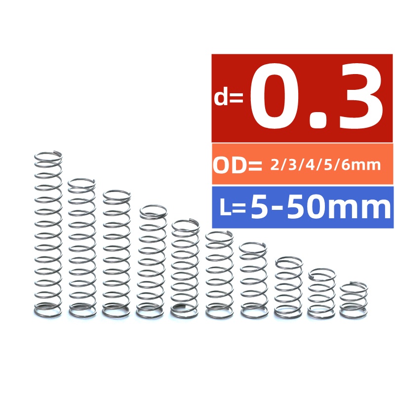 สปริง 【WDY】สปริง ขนาดเล็ก SUS304 D0.3 มม. OD3 4 5 6 มม. ยาว 5-50 มม.