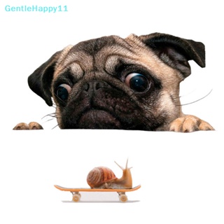 Gentlehappy สติกเกอร์ ลายสุนัขปั๊ก หอยทาก 3D สําหรับติดตกแต่งหน้าต่างรถยนต์ แล็ปท็อป