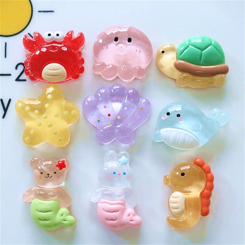 กาวเรซิ่น รูปสัตว์ทะเล นางเงือก แฮนด์เมด DIY อุปกรณ์เสริม สําหรับตกแต่งเคสโทรศัพท์ กิ๊บติดผม