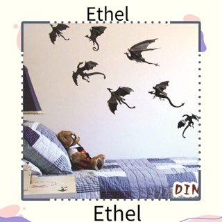 Ethel1 7 ชิ้น / ล็อต สติกเกอร์ติดผนัง วอลล์เปเปอร์ไดโนเสาร์ มังกร ตกแต่งฮาโลวีน แรงบันดาลใจ ติดผนัง รูปลอก ตกแต่งบ้าน