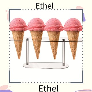 Ethel1 ที่วางกรวยวาฟเฟิล ไอศกรีม อะคริลิคใส ทนทาน 4 หลุม สําหรับร้านอาหาร