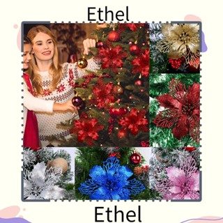 Ethel1 ดอกไม้ประดิษฐ์ กลิตเตอร์ หลากสี สําหรับตกแต่งต้นคริสต์มาส