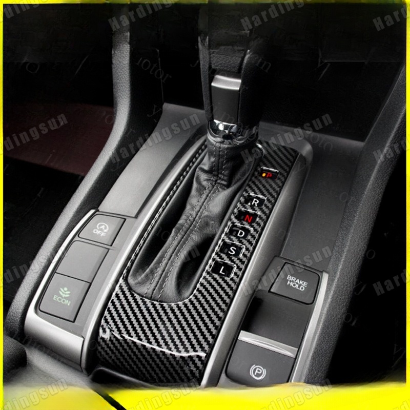 2016-2021 Honda Civic Fc แผงเกียร์ฝาครอบเกียร์ Shift Letter Stall สติกเกอร์ Trim คาร์บอนไฟเบอร์ออกแบบ - รูปที่ 2