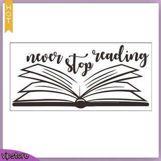 (VIP) สติกเกอร์ติดผนัง พิมพ์ลาย Never Stop Reading สําหรับตกแต่งห้องเรียน