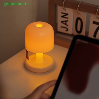 Greatshore โคมไฟตั้งโต๊ะ LED รูปเห็ด ขนาดเล็ก ชาร์จ USB