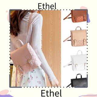 Ethel1 กระเป๋าสะพายไหล่ กระเป๋านักเรียน หนัง PU สีพื้น สําหรับผู้หญิง