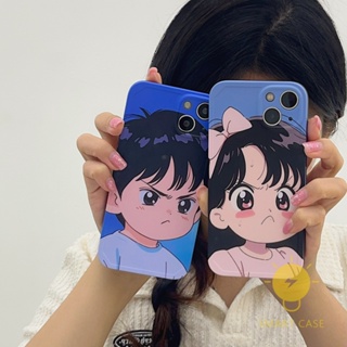 For เคสไอโฟน 14 Pro Max [Cute Angry Couple] เคส Phone Case For iPhone 14 Pro Max Plus 13 12 11 For เคสไอโฟน11 Ins Korean Style Retro Classic Couple Shockproof Protective TPU Cover Shell