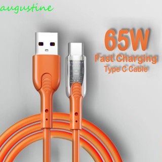 Augustine สายชาร์จโทรศัพท์มือถือ USB C Type C Micro USB 6A 65W 65W สีส้ม