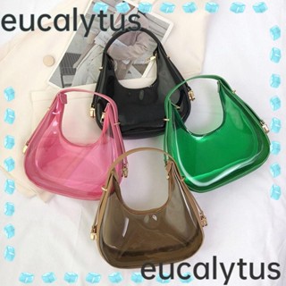 Eucalytus1 กระเป๋าถือ PVC แบบใส กันน้ํา ความจุขนาดใหญ่ สีแคนดี้ สําหรับผู้หญิง