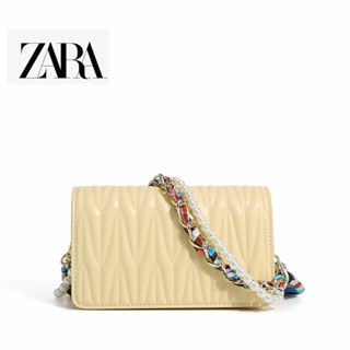 Zara กระเป๋าสะพายไหล่ ผ้าเรยอน ทรงสี่เหลี่ยม ขนาดเล็ก ระดับไฮเอนด์ แฟชั่นสําหรับสตรี