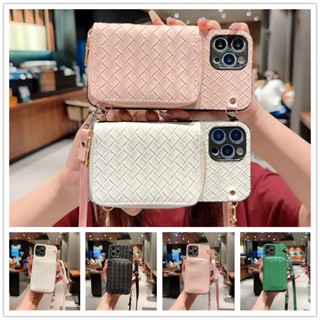 เคสโทรศัพท์มือถือหนังถัก พร้อมช่องใส่บัตร และสายคล้อง แฟชั่น สําหรับ XIAOMI CIVI 3 2 13 12S ULTRA 10T LITE POCO M4 M3 PRO X3 note11s