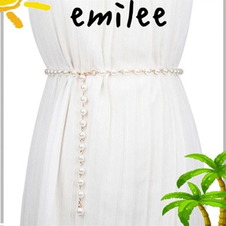 Emilee สายโซ่คาดเอว ประดับไข่มุก สีขาว แฟชั่นสําหรับผู้หญิง