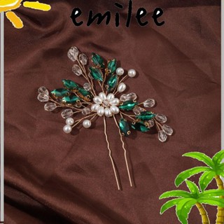 EMILEE หวีผม ประดับคริสตัล พลอยเทียม สีเขียว สําหรับงานแต่งงาน