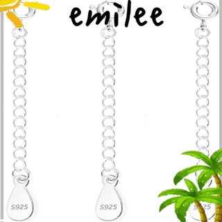 Emilee สร้อยคอเงินสเตอร์ลิง ต่อขยาย สีเงิน ทําเครื่องประดับ สร้อยคอโซ่ สําหรับผู้หญิง