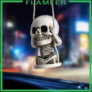 [Flameer] จี้รูปกะโหลกโครงกระดูก สําหรับแขวนตกแต่งกระจกมองหลังรถยนต์ ออฟฟิศ