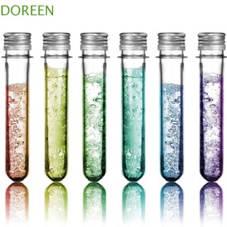 Doreen หลอดทดลอง แบบใส ด้านล่างแบน ขวดรีฟิล พร้อมฝาปิดอลูมิเนียม อุปกรณ์การเรียน หลอดทดลองพลาสติก