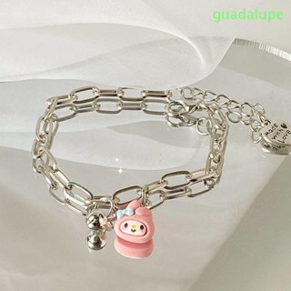 Guadalupe Cinnamoroll Bell สร้อยข้อมือ Kpop เครื่องประดับนําโชค หวานแหวว สีลูกกวาด ของขวัญคู่รัก ปรับได้ สไตล์เกาหลี โซ่มือ