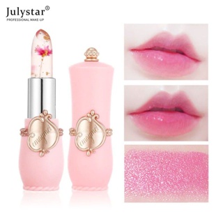 JULYSTAR Emaymei ลิปสติกเจลลี่ดอกไม้ลิปบาล์มใสติดทนนานให้ความชุ่มชื้นดอกไม้ลิปสติ๊กลิปแคร์แต่งหน้าเครื่องสำอาง 6 สี