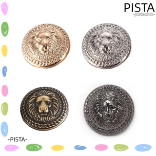 Pista กระดุมโลหะทองแดง ทรงกลม ลายสิงโต สีบรอนซ์ สไตล์เรโทร สําหรับเย็บผ้า