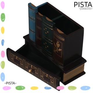 Pista ที่วางปากกา หนังสือปลอม ไม้สีน้ําตาล สไตล์วินเทจ เรโทร สําหรับออฟฟิศ