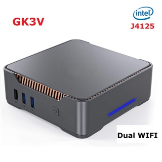 Gk3v J4125 คอมพิวเตอร์มินิ PC DDR4 8GB/12GB 256GB SSD Dual 1000M LAN 4K Windows 11 PRO VGA Dual HD สามจอ ขนาดเล็ก