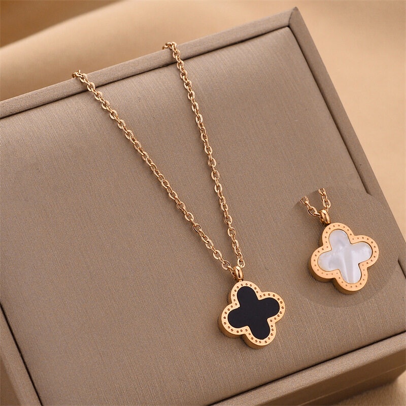 สร้อยคอแฟชั่น สร้อยคอผู้หญิง สแตนเลส ใส่ได้สองด้าน N41