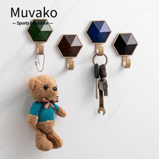 Muvako 4 ชิ้น ตะขอผ้าขนหนู กาวพลาสติก ติดผนัง ตะขออเนกประสงค์ กันน้ํา หกเหลี่ยม ที่แขวนกุญแจ ห้องน้ํา