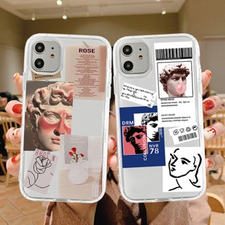  เคสโทรศัพท์มือถือ TPU ใส ลายรูปปั้นเดวิด สําหรับ IPhone 11 12 13 14 Pro Max 7 8 Plus X XS XR XSMAX 11Pro 12Pro 13Pro 14Pro 14Plus QMY