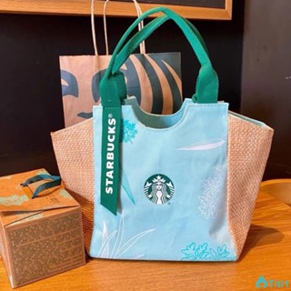 Starbucks Portable Canvas Shopping Bag Lunch Box Bag Starbucks Color Shoulder Bag Tote Bag TH1