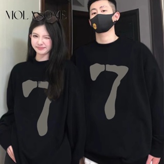 Molasome เสื้อกันหนาว คอกลม แขนยาว พิมพ์ลาย ทรงหลวม เข้ากับทุกการแต่งกาย แฟชั่นสําหรับผู้หญิง 2023