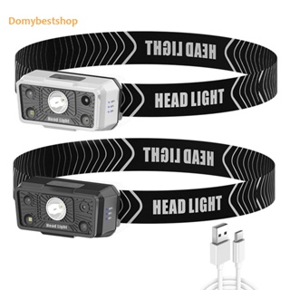 [Domybestshop.th] ไฟฉายคาดศีรษะ XPE+COB LED ขนาดเล็ก แบบพกพา ชาร์จ USB สําหรับตั้งแคมป์ ตกปลา กลางแจ้ง