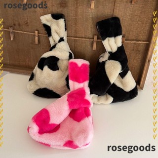 Rosegoods1 กระเป๋าถือ กระเป๋าสะพายไหล่ ทรงโท้ท ลําลอง ผ้ากํามะหยี่ขนนิ่ม ลายหัวใจ ขนาดเล็ก สําหรับผู้ชาย และผู้หญิง