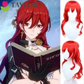 Taylor1 Honkai Star Rail วิกผมคอสเพลย์ Himeko วิกผมยาว หยิกหยักศก สังเคราะห์ ธรรมชาติ สีแดง น่ารัก