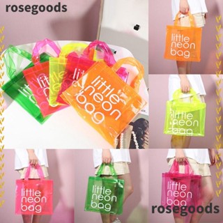 Rosegoods1 กระเป๋าถือ PVC แบบใส จุของได้เยอะ กันน้ํา สีแคนดี้ แฟชั่นสําหรับผู้หญิง