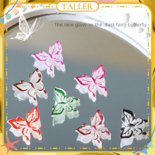 รายละเอียดสินค้า 50pcs Nail Art Luminous Grain Elf Butterfly Jewelry Ice Transparent Super Flash Butterfly Resin Nail Accessories Manicure Tool For Nail Shop TALLER