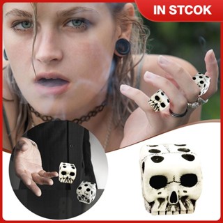 Cross-border European American carnival resin white skull dice game ของเล่นเพื่อการพักผ่อนเทศกาลปาร์ตี้ตลกลูกเต๋า TH