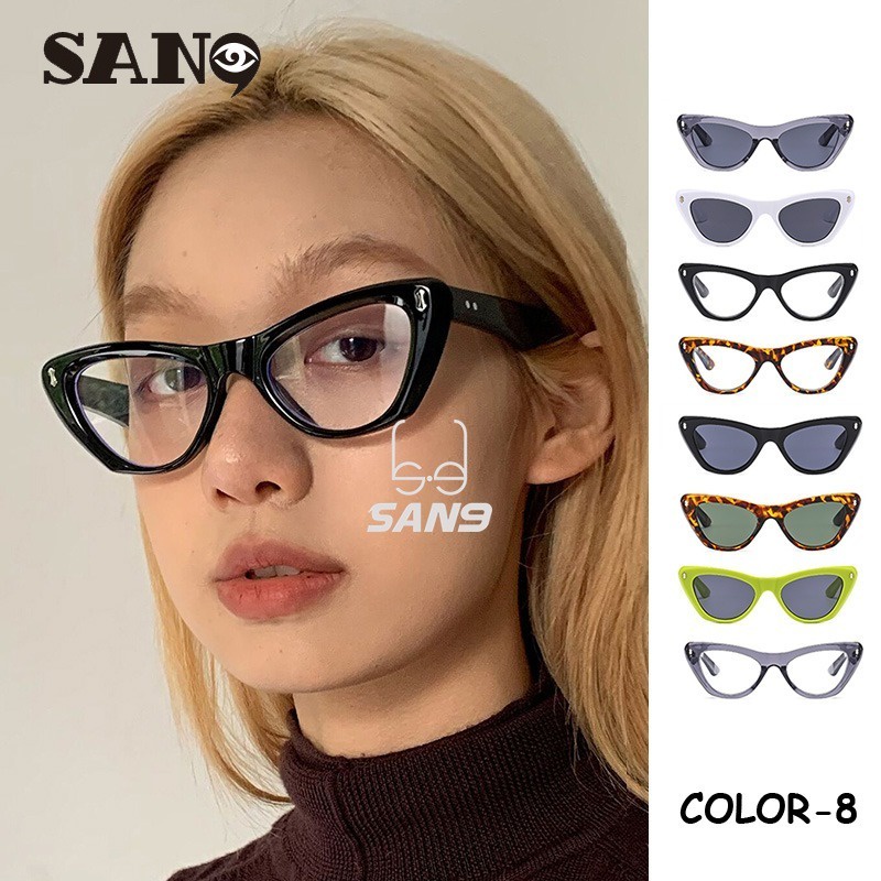【บานพับโลหะ】COD (San9) ใหม่ แว่นตากันแดด ตาแมว ย้อนยุค สําหรับผู้หญิง UV400 ราคา ถูกที่สุด ดีลบีเคเค
