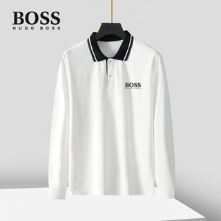 ใหม่ เสื้อโปโล แขนยาว ลาย BOSS สวมใส่สบาย