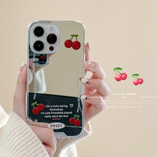 Bella _ เคสโทรศัพท์มือถือนิ่ม รอบด้าน พิมพ์ลายเชอร์รี่ สําหรับ iphone XR XS 11 12 13 14 15 pro max mini S PLUS