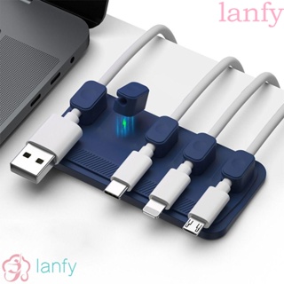 Lanfy คลิปแม่เหล็ก ซิลิโคน สําหรับจัดเก็บสายเคเบิ้ล สายชาร์จ