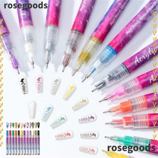 Rosegoods1 ปากกามาร์กเกอร์อะคริลิค แบบบางพิเศษ แห้งเร็ว สําหรับตกแต่งเล็บ