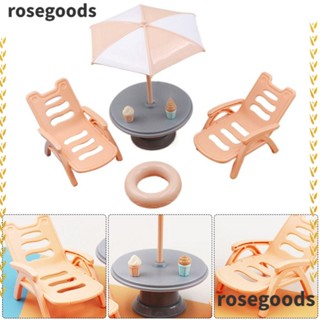 Rosegoods1 โมเดลร่มกันแดด เฟอร์นิเจอร์จิ๋ว สําหรับตกแต่งบ้านตุ๊กตา