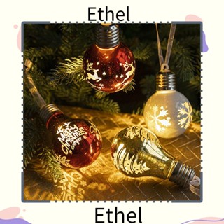 Ethel1 หลอดไฟพลาสติก รูปลูกบอล Navidad Merry Christmas สําหรับแขวนตกแต่งบ้าน DIY