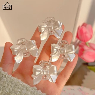 COD❤️พร้อมส่ง-กิ๊บติดผมโบว์สีขาวเกาหลีแฟชั่นจับคลิปมินิหน้าม้าเรียบง่ายละเอียดอ่อนหางม้าเครื่องประดับผม-a.one