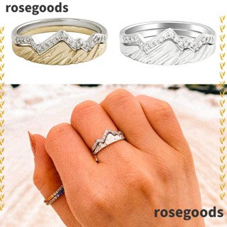 Rosegoods1 แหวนแฟชั่น ฝังเพทาย รูปภูเขา ปีนเขา