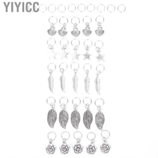 Yiyicc Leaf  Star Pattern Dreadlocks Hair Rings Braiding Decor HGF