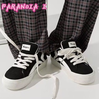 PARANOIA I   รองเท้าผ้าใบผู้หญิงฤดูใบไม้ผลิใหม่สีดำด้านบนต่ำรองเท้าผ้าใบลำลองแนวสตรีทกีฬานักเรียนที่ตรงกันทั้งหมด