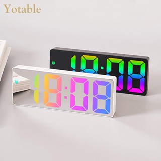 [Yotable.th] นาฬิกาปลุกดิจิทัล LED อะคริลิค หลากสีสัน สําหรับห้องนอน